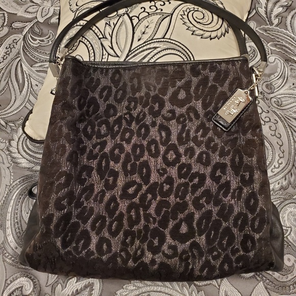 Coach Handbags - Coach Madison Phoebe Ocelot Black Satchel